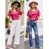 Ekouaer Silk Pajama for Women Short Sleeve Satin Pj Set Two Piece Soft Sleepwear Loungewear, S-XXL(Rose Red)