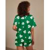 Ekouaer Silk Pajama for Women Short Sleeve Satin Pj Set Two Piece Soft Sleepwear Loungewear, S-XXL(Shamrock)
