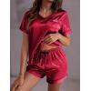 Ekouaer Silk Pajama for Women Short Sleeve Satin Pj Set Two Piece Soft Sleepwear Loungewear, S-XXL(Wine Red)