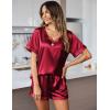 Ekouaer Silk Pajama for Women Short Sleeve Satin Pj Set Two Piece Soft Sleepwear Loungewear, S-XXL(Wine Red)