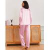 Ekouaer Silk Pajamas for Women Classic Button Down Satin Pajama Sets Long Sleeve Lounge Set(01 Pink Striped)