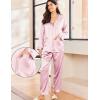 Ekouaer Silk Pajamas for Women Classic Button Down Satin Pajama Sets Long Sleeve Lounge Set(01 Pink Striped)