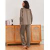 Ekouaer Silk Pajamas for Women Classic Button Down Satin Pajama Sets Long Sleeve Lounge Set(Black Brown Stripe)