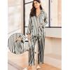 Ekouaer Silk Pajamas for Women Classic Button Down Satin Pajama Sets Long Sleeve Lounge Set(Black Champagne Stripe)