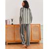 Ekouaer Silk Pajamas for Women Classic Button Down Satin Pajama Sets Long Sleeve Lounge Set(Black Champagne Stripe)