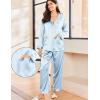 Ekouaer Silk Pajamas for Women Classic Button Down Satin Pajama Sets Long Sleeve Lounge Set(Blue Striped)