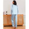 Ekouaer Silk Pajamas for Women Classic Button Down Satin Pajama Sets Long Sleeve Lounge Set(Blue Striped)
