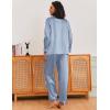Ekouaer Silk Pajamas for Women Classic Button Down Satin Pajama Sets Long Sleeve Lounge Set(Blue White Stripe)