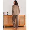 Ekouaer Silk Pajamas for Women Classic Button Down Satin Pajama Sets Long Sleeve Lounge Set(Brown)