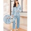 Ekouaer Silk Pajamas for Women Classic Button Down Satin Pajama Sets Long Sleeve Lounge Set(Clear Blue)