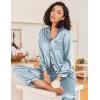Ekouaer Silk Pajamas for Women Classic Button Down Satin Pajama Sets Long Sleeve Lounge Set(Clear Blue)