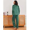 Ekouaer Silk Pajamas for Women Classic Button Down Satin Pajama Sets Long Sleeve Lounge Set(Dark Green Striped)