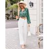 Ekouaer Silk Pajamas for Women Classic Button Down Satin Pajama Sets Long Sleeve Lounge Set(Dark Green Striped)
