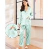 Ekouaer Silk Pajamas for Women Classic Button Down Satin Pajama Sets Long Sleeve Lounge Set(Green Striped)
