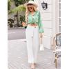 Ekouaer Silk Pajamas for Women Classic Button Down Satin Pajama Sets Long Sleeve Lounge Set(Green White Stripe)