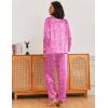 Ekouaer Silk Pajamas for Women Classic Button Down Satin Pajama Sets Long Sleeve Lounge Set(Hot Pink Leopard)