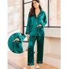 Ekouaer Silk Pajamas for Women Classic Button Down Satin Pajama Sets Long Sleeve Lounge Set(Lake Blue)