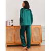 Ekouaer Silk Pajamas for Women Classic Button Down Satin Pajama Sets Long Sleeve Lounge Set(Lake Blue)