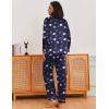 Ekouaer Silk Pajamas for Women Classic Button Down Satin Pajama Sets Long Sleeve Lounge Set(Navy Teddy Alpaca)