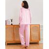 Ekouaer Silk Pajamas for Women Classic Button Down Satin Pajama Sets Long Sleeve Lounge Set(Pink)
