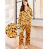 Ekouaer Silk Pajamas for Women Classic Button Down Satin Pajama Sets Long Sleeve Lounge Set(Pumpkin Halloween Pattern)