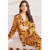 Ekouaer Silk Pajamas for Women Classic Button Down Satin Pajama Sets Long Sleeve Lounge Set(Pumpkin Halloween Pattern)