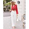 Ekouaer Silk Pajamas for Women Classic Button Down Satin Pajama Sets Long Sleeve Lounge Set(Red)