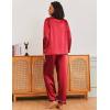 Ekouaer Silk Pajamas for Women Classic Button Down Satin Pajama Sets Long Sleeve Lounge Set(Red)