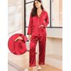 Ekouaer Silk Pajamas for Women Classic Button Down Satin Pajama Sets Long Sleeve Lounge Set(Red)
