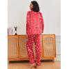 Ekouaer Silk Pajamas for Women Classic Button Down Satin Pajama Sets Long Sleeve Lounge Set(Red Chirstmas Pattern)