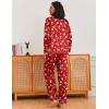 Ekouaer Silk Pajamas for Women Classic Button Down Satin Pajama Sets Long Sleeve Lounge Set(Red Snowman)
