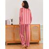 Ekouaer Silk Pajamas for Women Classic Button Down Satin Pajama Sets Long Sleeve Lounge Set(Red White Stripe)