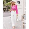 Ekouaer Silk Pajamas for Women Classic Button Down Satin Pajama Sets Long Sleeve Lounge Set(Rose)