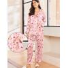 Ekouaer Silk Pajamas for Women Classic Button Down Satin Pajama Sets Long Sleeve Lounge Set(Teddy Cherry Striped)