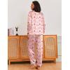 Ekouaer Silk Pajamas for Women Classic Button Down Satin Pajama Sets Long Sleeve Lounge Set(Teddy Cherry Striped)