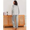 Ekouaer Silk Pajamas for Women Classic Button Down Satin Pajama Sets Long Sleeve Lounge Set(White Black Stripe)