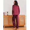 Ekouaer Silk Pajamas for Women Classic Button Down Satin Pajama Sets Long Sleeve Lounge Set(Wine Red)