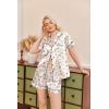 Ekouaer Silk Pajamas for Women Funny Teddy Sleepwear Comfy Short Sleeve Button Down Loungewear Satin Pjs Shorts Set(Apricot)