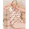 Ekouaer Silk Pajamas for Women Funny Teddy Sleepwear Comfy Short Sleeve Button Down Loungewear Satin Pjs Shorts Set(Champagne Teddy Cherry)