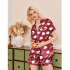 Ekouaer Silk Pajamas for Women Funny Teddy Sleepwear Comfy Short Sleeve Button Down Loungewear Satin Pjs Shorts Set(Wine)