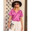 Ekouaer Silk Pajamas for Women Short Sleeve Satin Sleepwear Two-piece Pjs Set Soft V Neck Loungewear,S-XXL(Hot Pink)