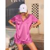 Ekouaer Silk Pajamas for Women Short Sleeve Satin Sleepwear Two-piece Pjs Set Soft V Neck Loungewear,S-XXL(Hot Pink)
