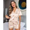 Ekouaer Silk Pajamas for Women Short Sleeve Satin Sleepwear Two-piece Pjs Set Soft V Neck Loungewear,S-XXL(Teddy Bear)