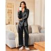 Ekouaer Silk Satin Pajama Set for Womens Button Up Long Sleeve Pjs Sleepwear Soft 2 Piece Loungewear S-XXL(Black)