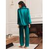 Ekouaer Silk Satin Pajama Set for Womens Button Up Long Sleeve Pjs Sleepwear Soft 2 Piece Loungewear S-XXL(Blue Green)