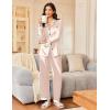 Ekouaer Silk Satin Pajama Set for Womens Button Up Long Sleeve Pjs Sleepwear Soft 2 Piece Loungewear S-XXL(Champagne)