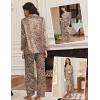 Ekouaer Silk Satin Pajama Set for Womens Button Up Long Sleeve Pjs Sleepwear Soft 2 Piece Loungewear S-XXL(Cheetah Print)