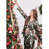 Ekouaer Silk Satin Pajama Set for Womens Button Up Long Sleeve Pjs Sleepwear Soft 2 Piece Loungewear S-XXL(Christmas Black Santa)
