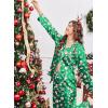 Ekouaer Silk Satin Pajama Set for Womens Button Up Long Sleeve Pjs Sleepwear Soft 2 Piece Loungewear S-XXL(Christmas Green Santa)