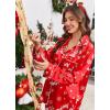 Ekouaer Silk Satin Pajama Set for Womens Button Up Long Sleeve Pjs Sleepwear Soft 2 Piece Loungewear S-XXL(Christmas Red)